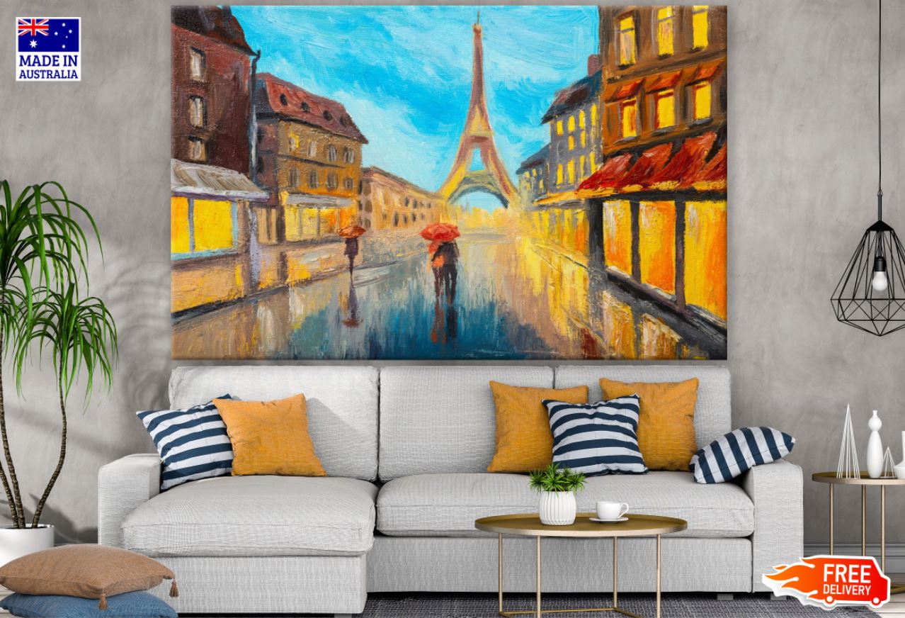 Eiffel Tower & People in Street Print 100% Australian Made