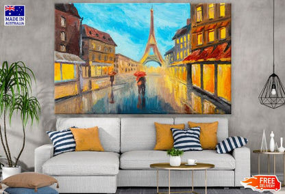 Eiffel Tower & Streets View Painting Print 100% Australian Made