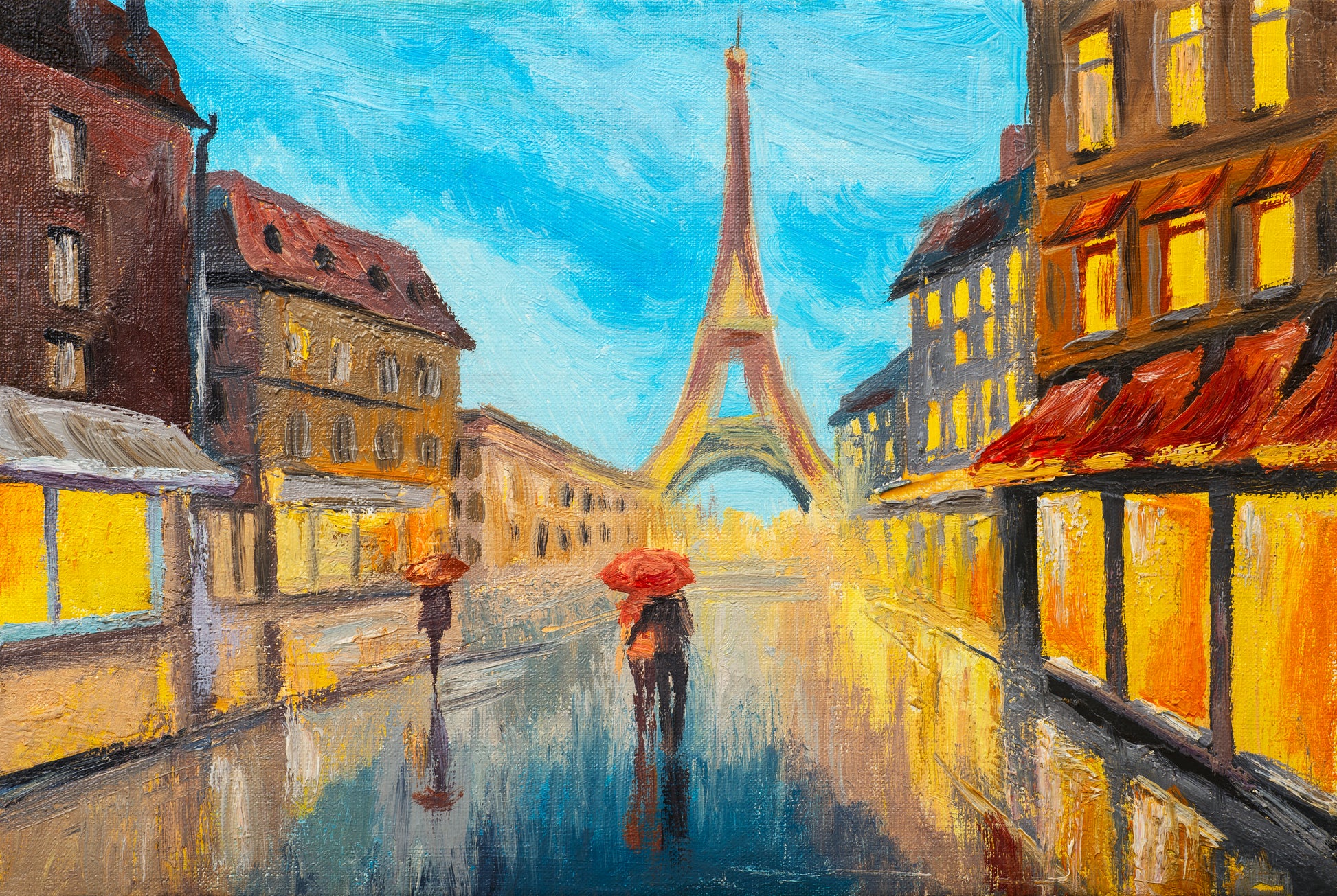 Eiffel Tower & Streets View Painting Print 100% Australian Made