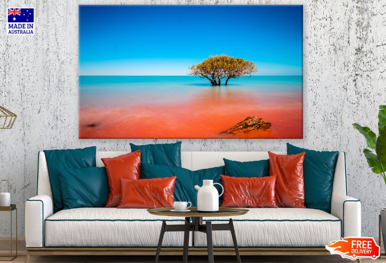 Tree in Colorful Sea Scenery Photograph Print 100% Australian Made