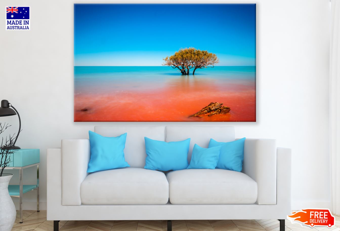Tree in Sea Scenery Photograph Print 100% Australian Made