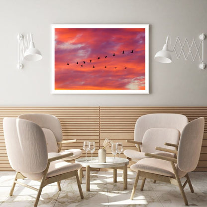 Birds Flying Sunset Photograph Home Decor Premium Quality Poster Print Choose Your Sizes