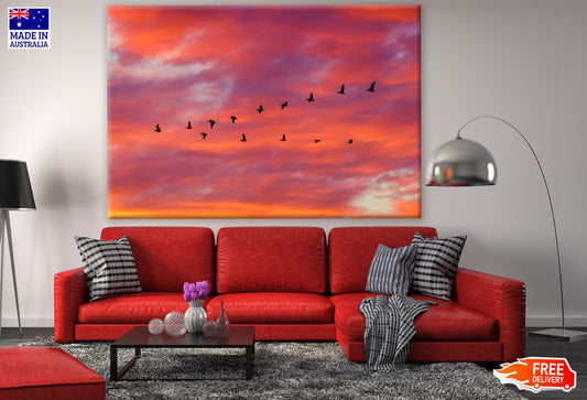 Birds Flying Sunset Photograph Print 100% Australian Made