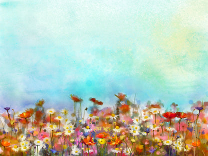 Colorful Flowers Watercolor Paint Print 100% Australian Made