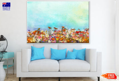 Colorful Flowers Watercolor Paint Print 100% Australian Made