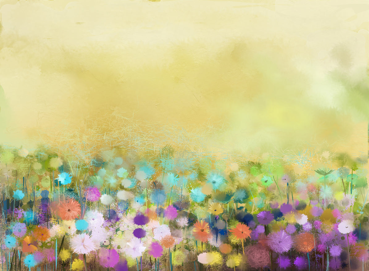 Colorful Flowers Watercolor Paint Print 100% Australian Made