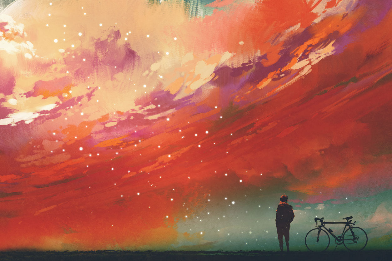 Cyclist & Sky Abstract Painting Home Decor Premium Quality Poster Print Choose Your Sizes