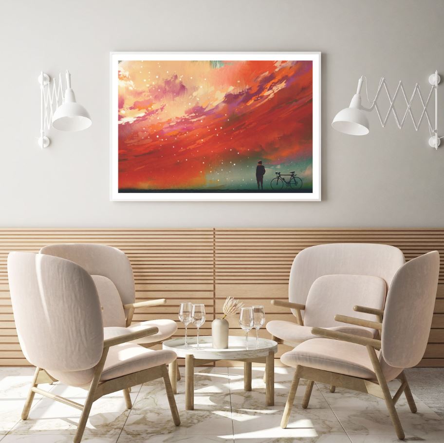 Cyclist & Sky Abstract Painting Home Decor Premium Quality Poster Print Choose Your Sizes