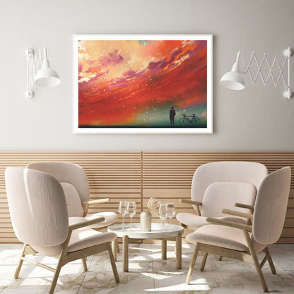 Cyclist & Sky Abstract Painting Home Decor Premium Quality Poster Print Choose Your Sizes