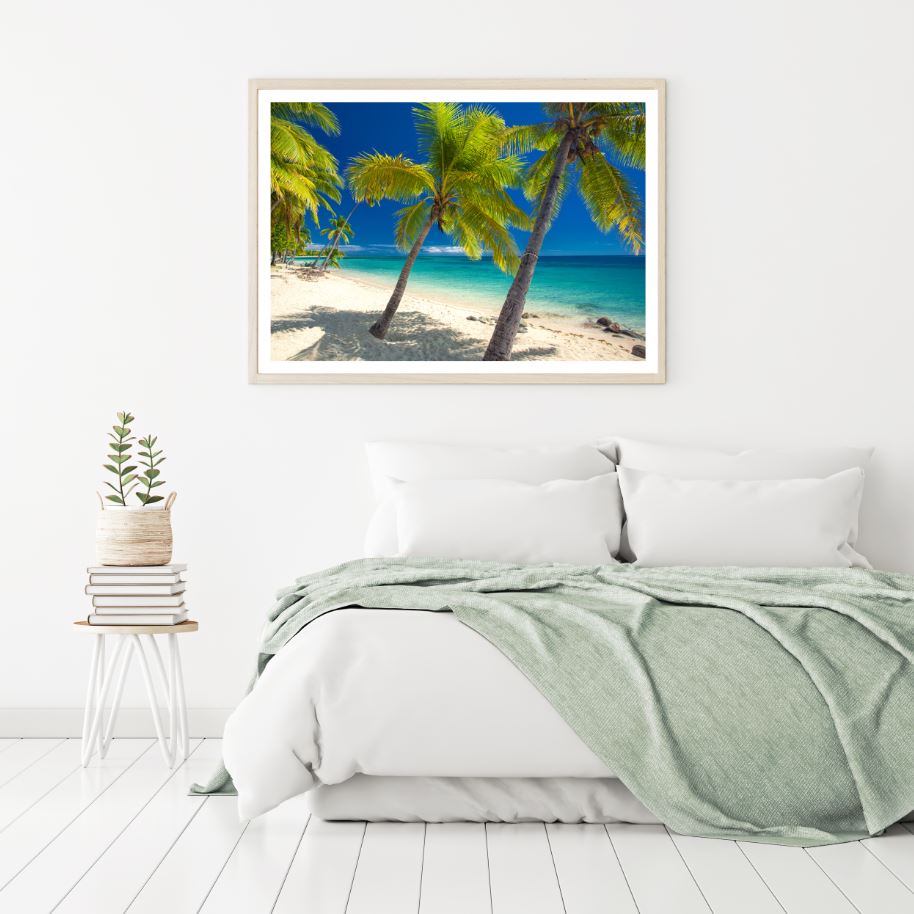 Palm Trees on Beach Photograph Home Decor Premium Quality Poster Print Choose Your Sizes