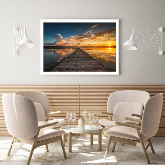 Wooden Pier Over Lake Sunset View Home Decor Premium Quality Poster Print Choose Your Sizes