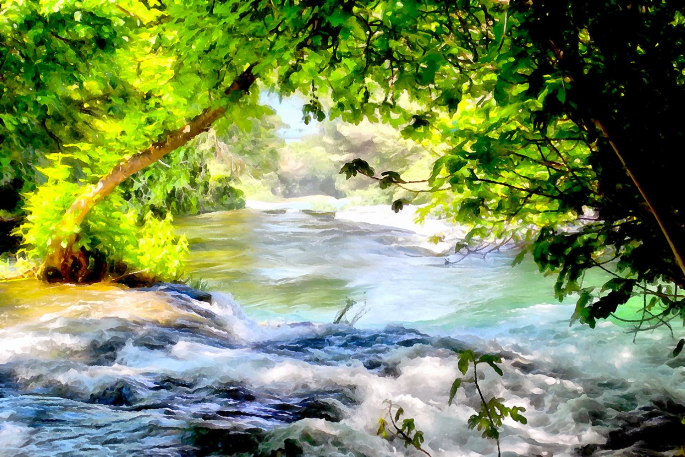 River Scenery Oil Painting Home Decor Premium Quality Poster Print Choose Your Sizes