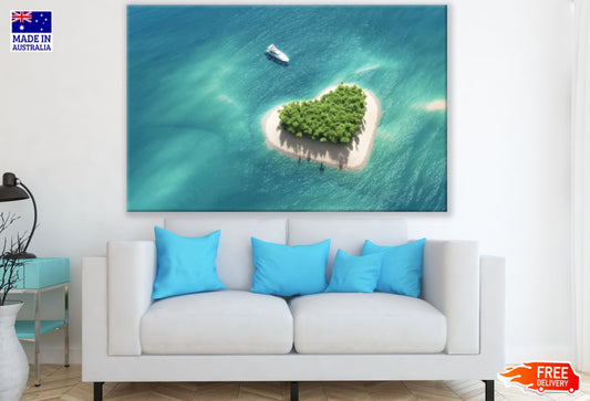 Heart Shaped Island on Sea View Print 100% Australian Made
