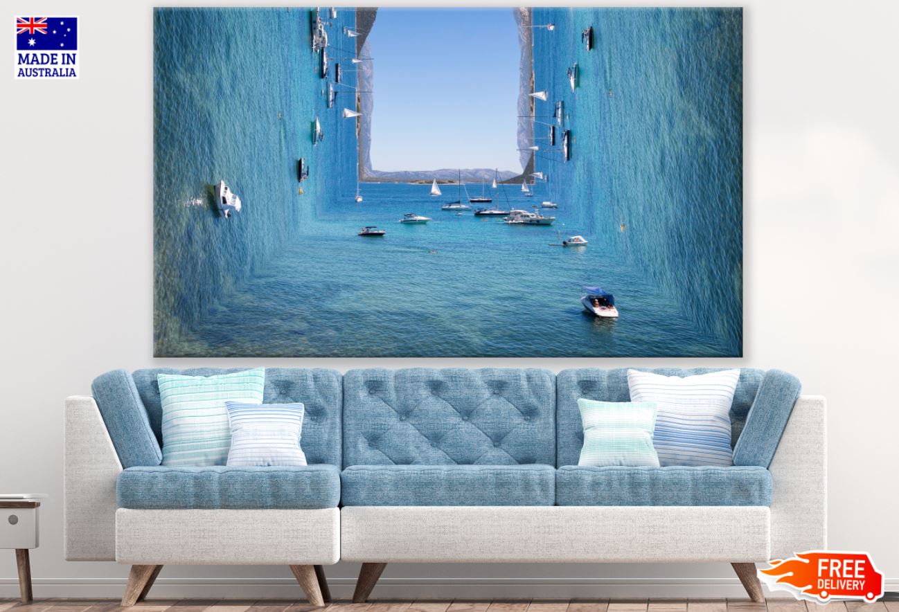 Boats & Sea Square Shaped Design Print 100% Australian Made