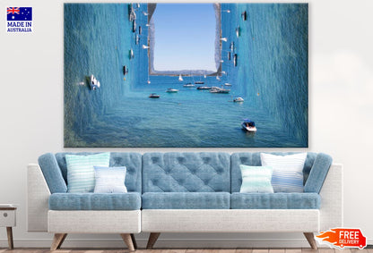 Boats & Sea Square Shaped Design Print 100% Australian Made
