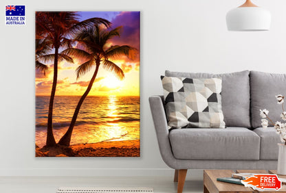 Palm Trees & Sea Sunset Scenery Paint Print 100% Australian Made