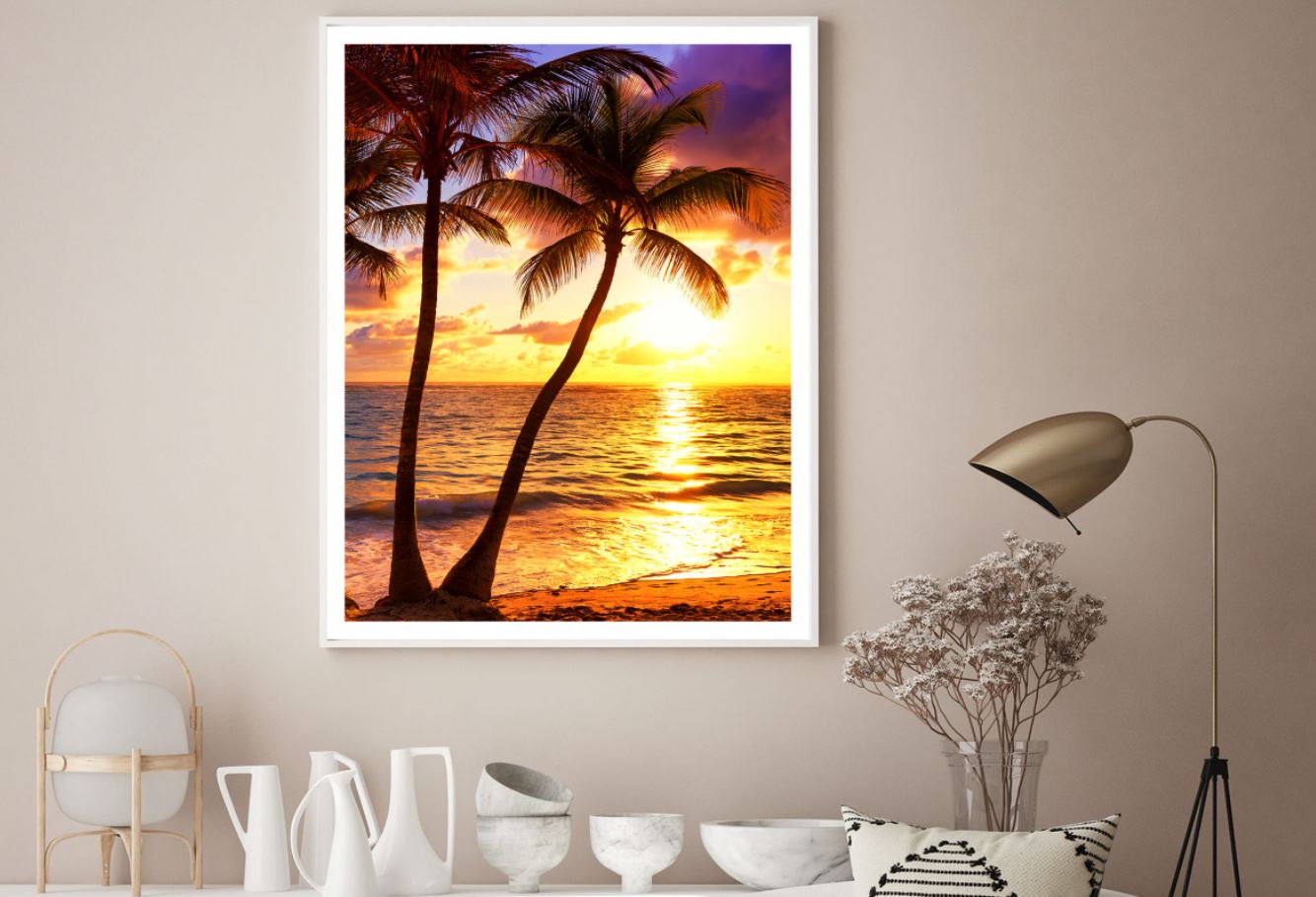 Palm Trees & Sea Sunset Scenery Home Decor Premium Quality Poster Print Choose Your Sizes