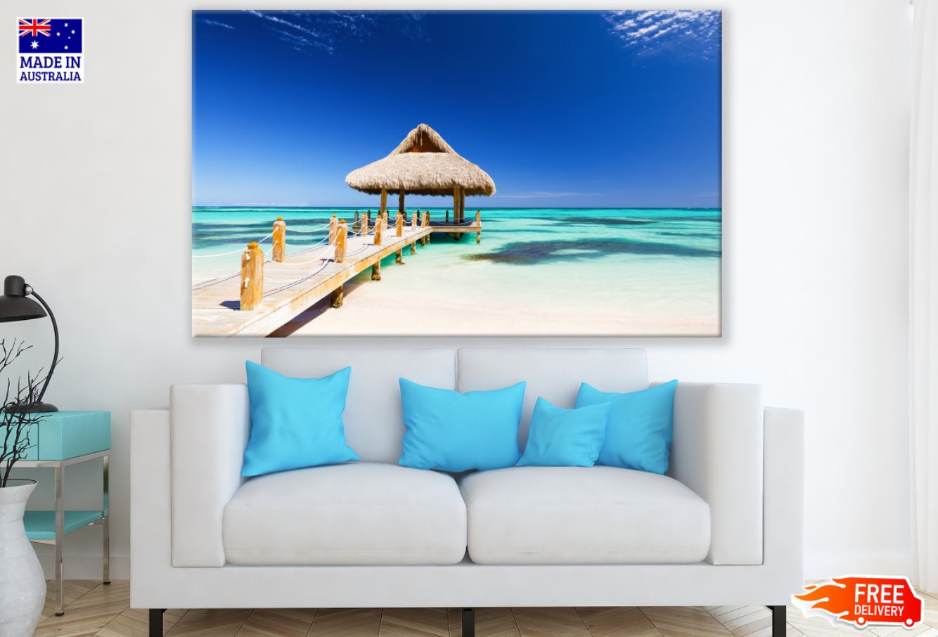 Hut Over Wooden Pier Photograph Print 100% Australian Made