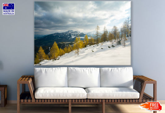 Forest on Hill Covered With Snow Print 100% Australian Made