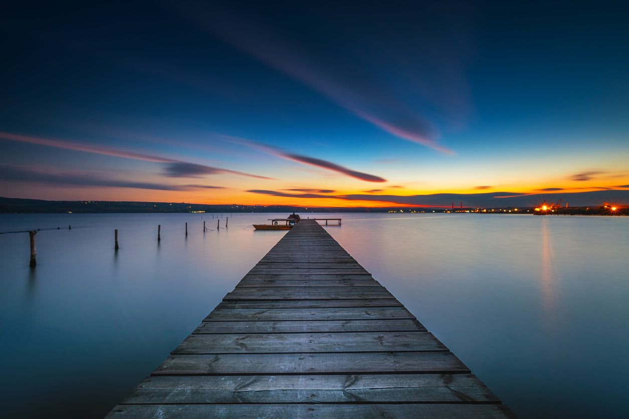 Wooden Pier Over Lake Sunset View Home Decor Premium Quality Poster Print Choose Your Sizes