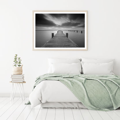 Wooden Pier Over Lake B&W View Home Decor Premium Quality Poster Print Choose Your Sizes