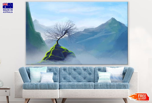 Tree on Hill Digital Painting Print 100% Australian Made