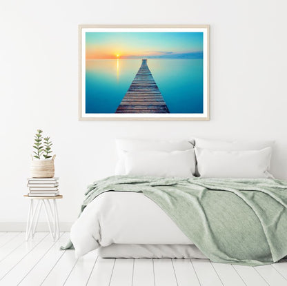 Wooden Pier Over Lake Sunset View Home Decor Premium Quality Poster Print Choose Your Sizes