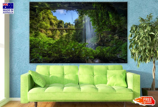 Deep Forest with a Bridge Scenery Photograph Print 100% Australian Made