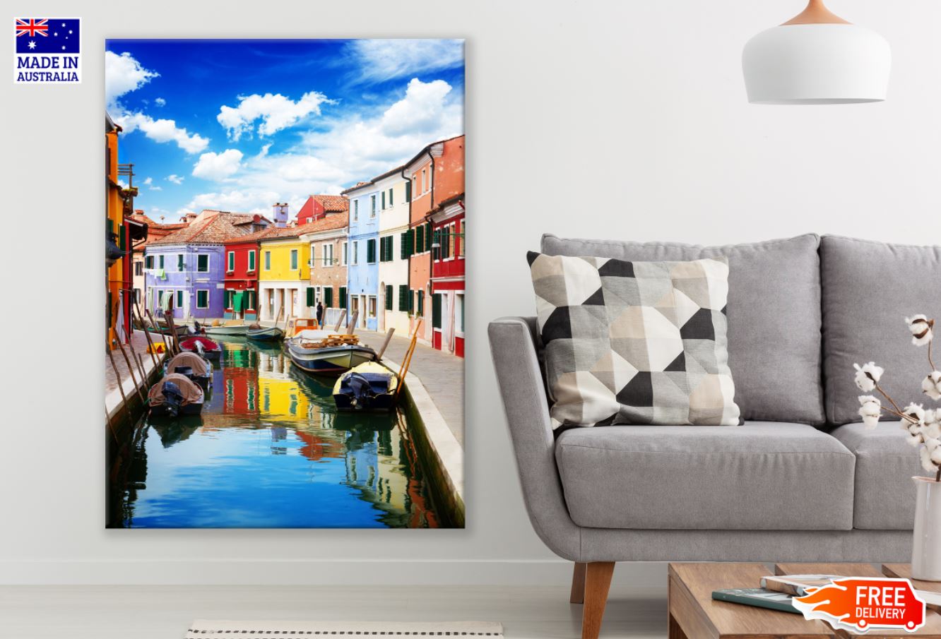 Colorful Buildings Near Canal Print 100% Australian Made