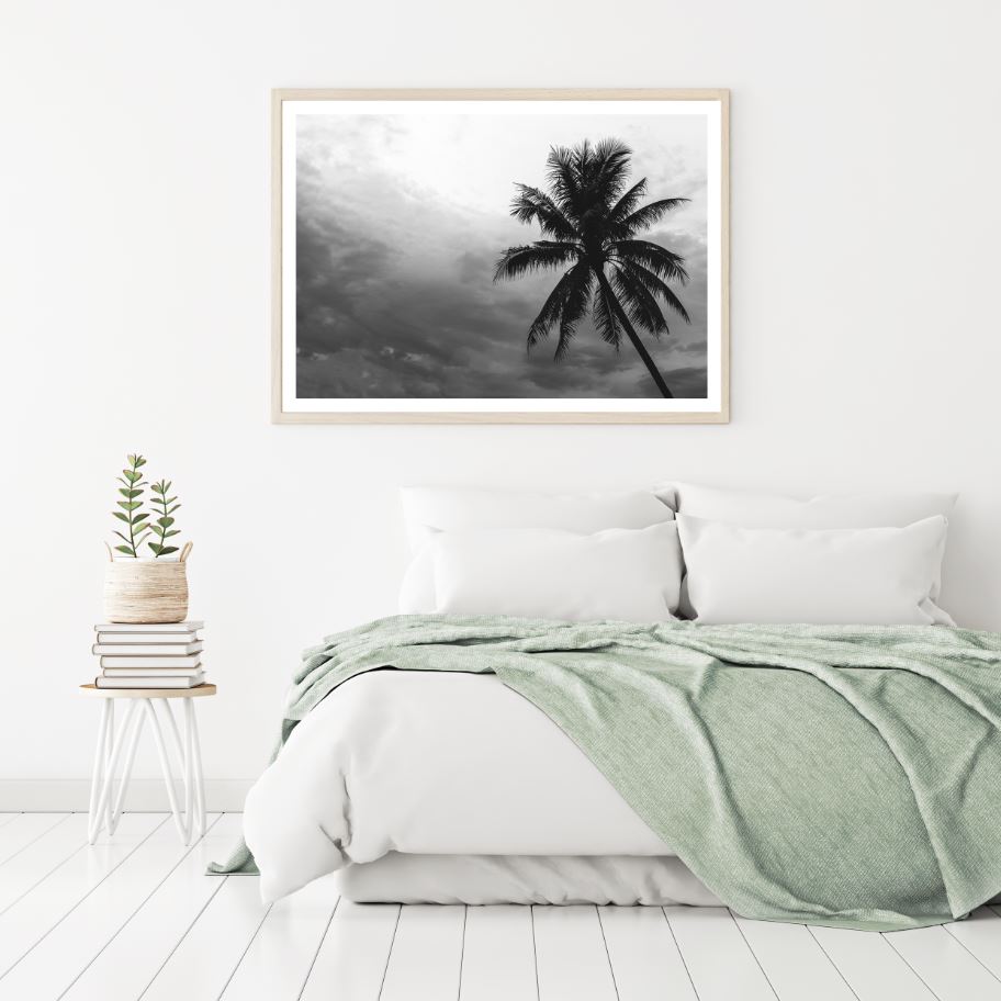 Palm Tree & Sky B&W Photograph Home Decor Premium Quality Poster Print Choose Your Sizes