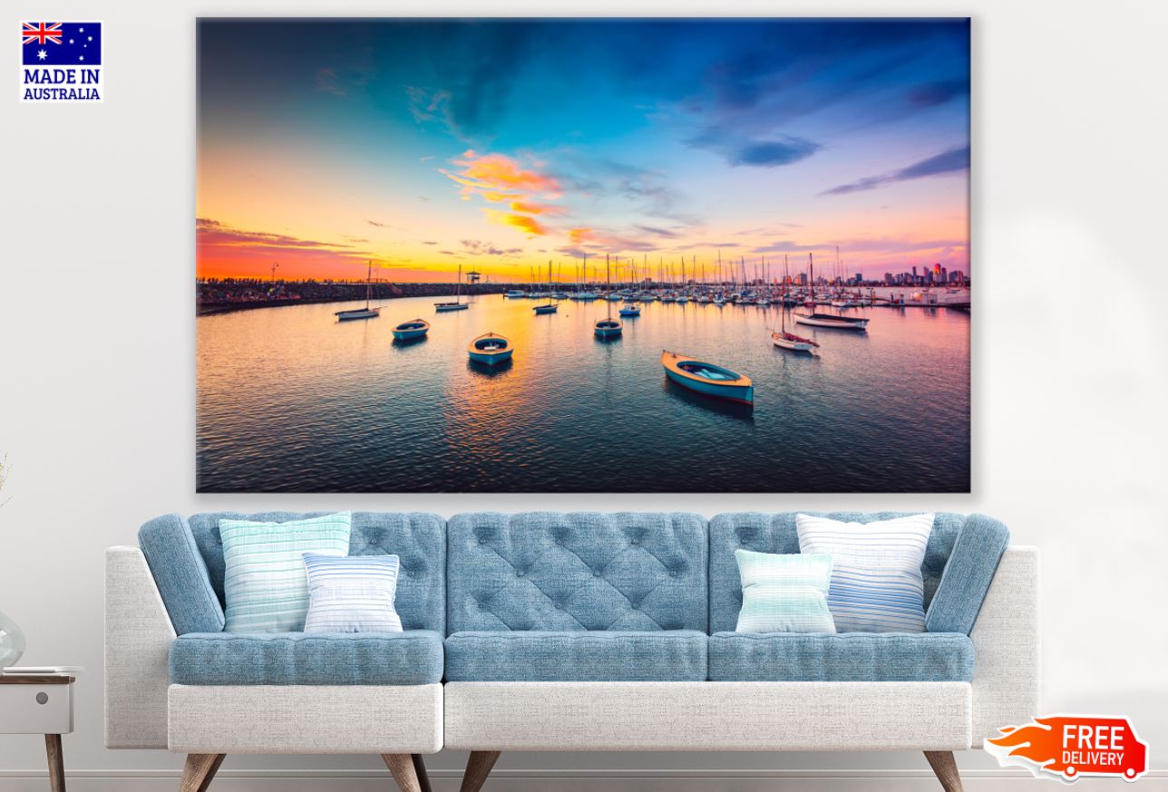 Boats on Sea Scenery Photograph Print 100% Australian Made