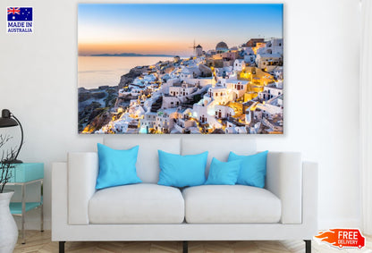 City Buildings Near Sea Scenery Print 100% Australian Made