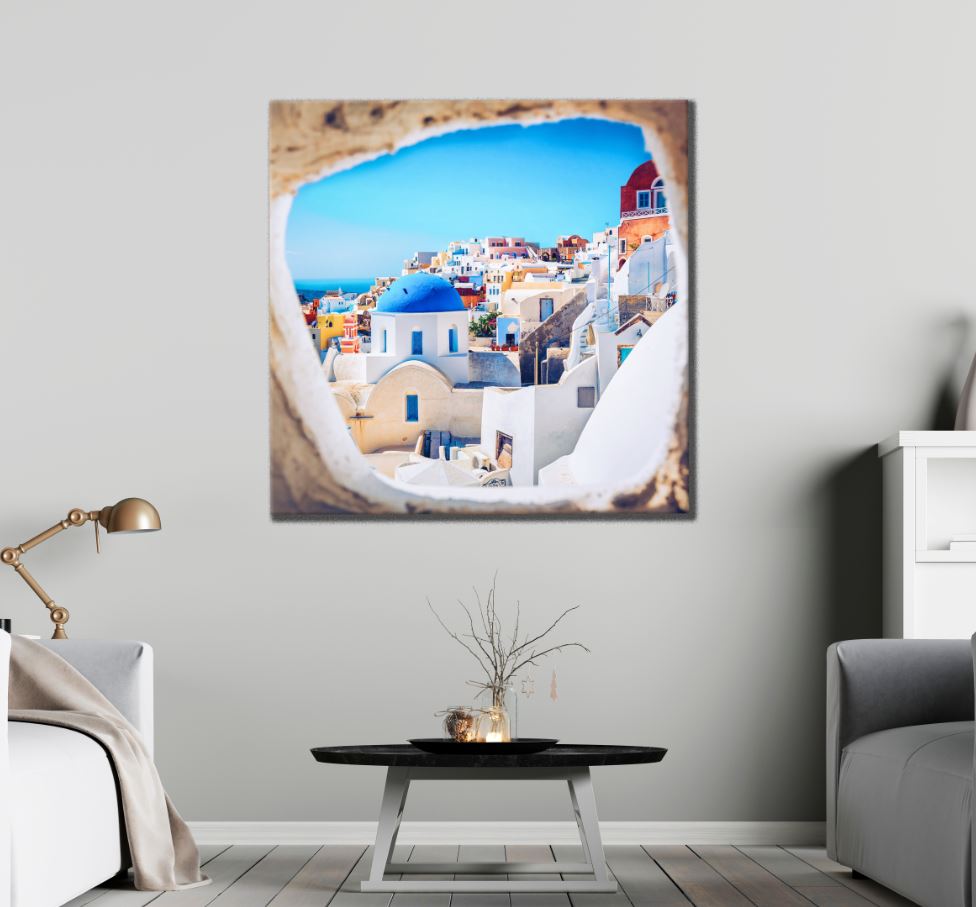 Square Canvas Cityscape of Santorini Houses High Quality Print 100% Australian Made