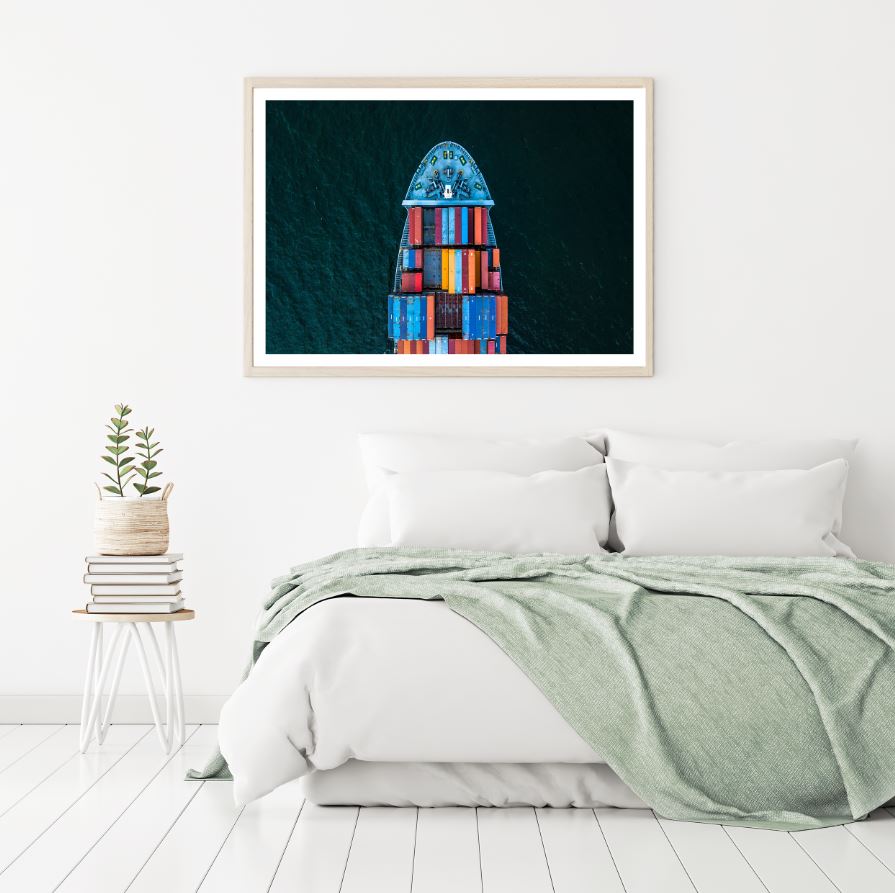 Ship on Sea Aerial View Scenery Home Decor Premium Quality Poster Print Choose Your Sizes