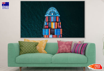 Ship on Sea Aerial View Scenery Print 100% Australian Made