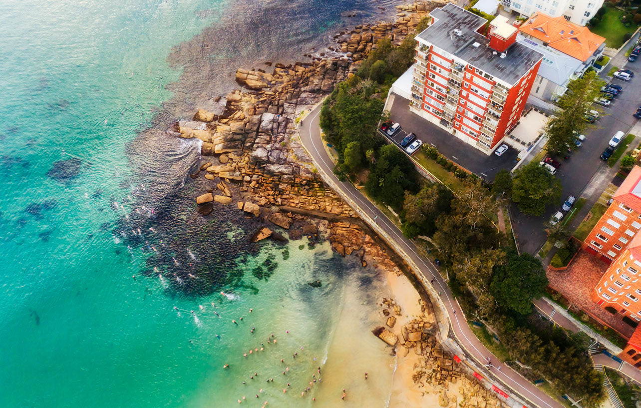 Manly beach in Sydney & City Houses Photograph Print 100% Australian Made
