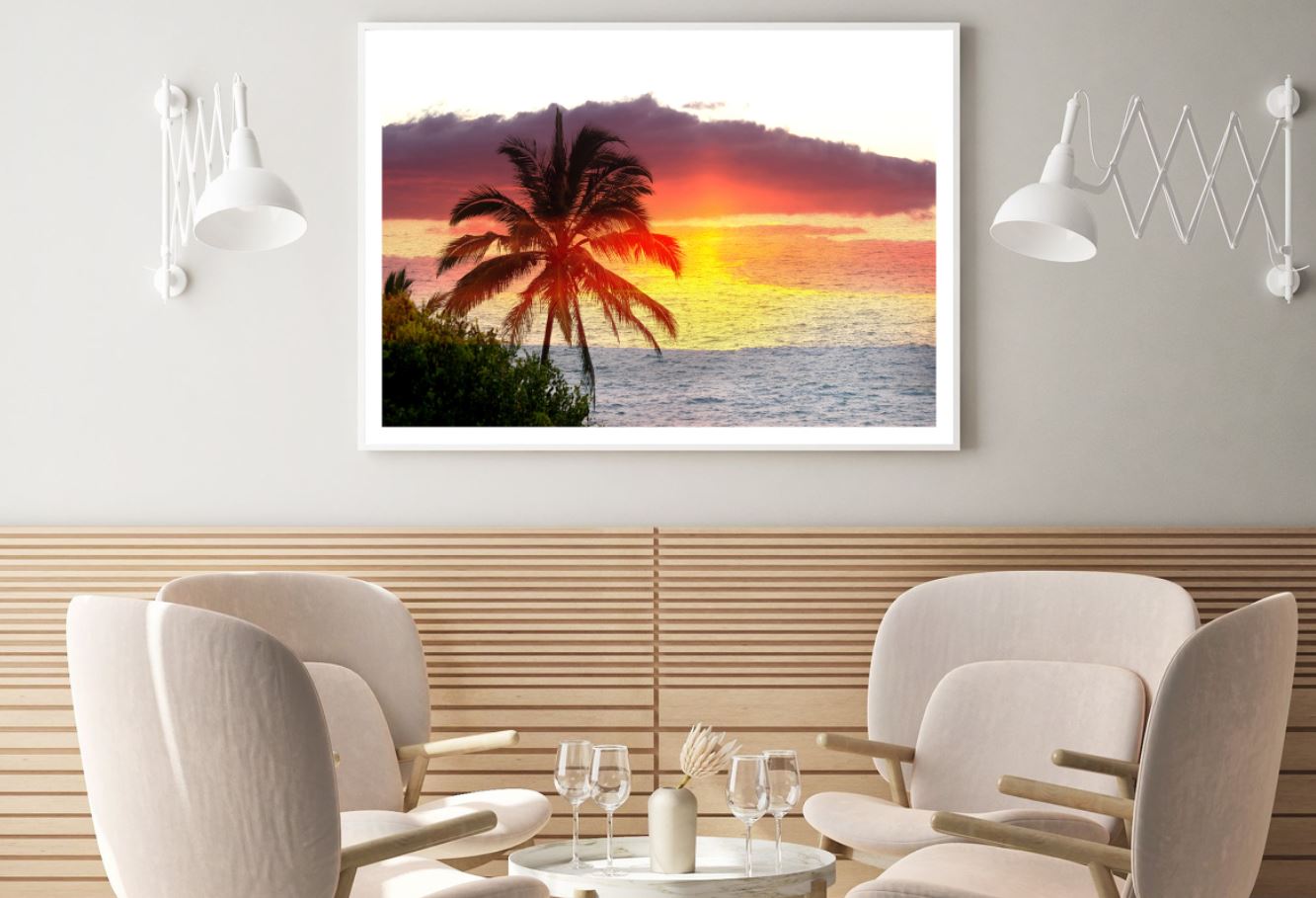 Palm Tree Near Sea Sunset Scenery Home Decor Premium Quality Poster Print Choose Your Sizes