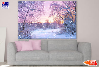 Forest Covered with Snow View Print 100% Australian Made