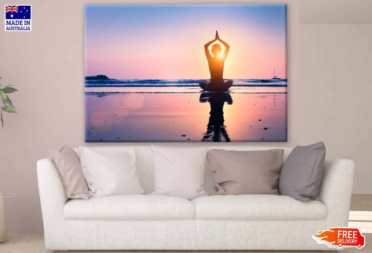 Yoga Girl at Beach Photograph Print 100% Australian Made