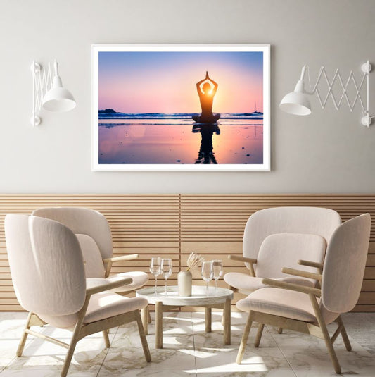 Yoga Girl at Beach Photograph Home Decor Premium Quality Poster Print Choose Your Sizes