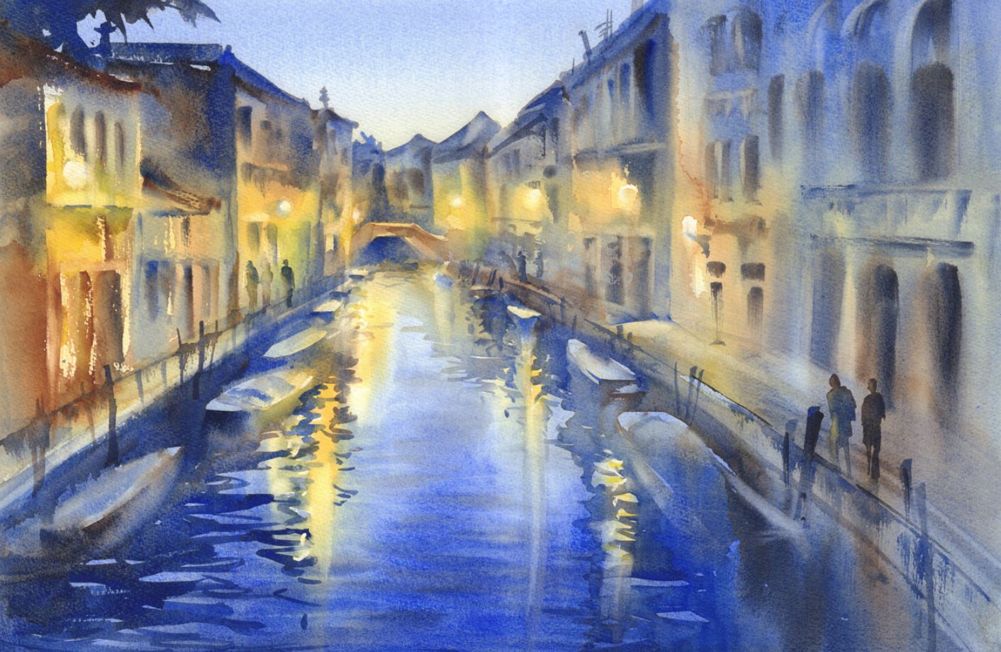 Canal & House Watercolor Painting Print 100% Australian Made