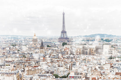 Eiffel Tower & City Sky View Home Decor Premium Quality Poster Print Choose Your Sizes