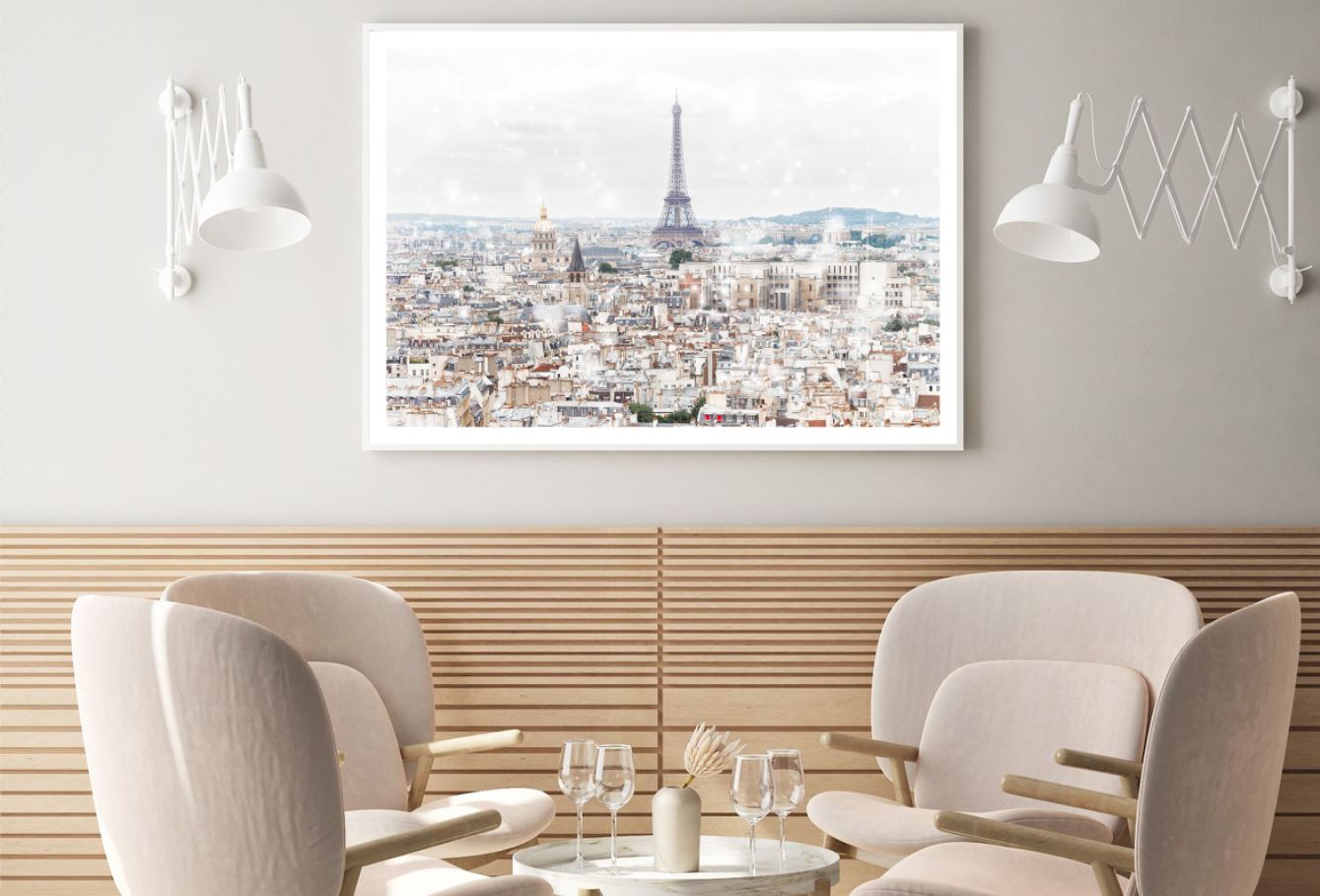 Eiffel Tower & City Sky View Home Decor Premium Quality Poster Print Choose Your Sizes