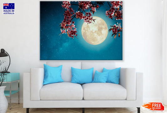 Moon & Flower Tree Branches View Print 100% Australian Made