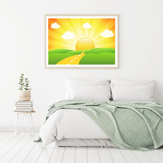Mountain Sunrise Vector Art Design Home Decor Premium Quality Poster Print Choose Your Sizes