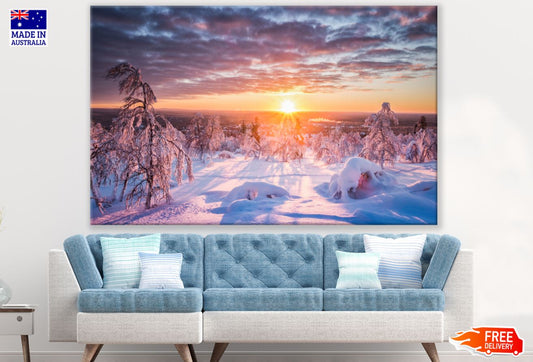 Forest Covered with Snow Scenery Print 100% Australian Made