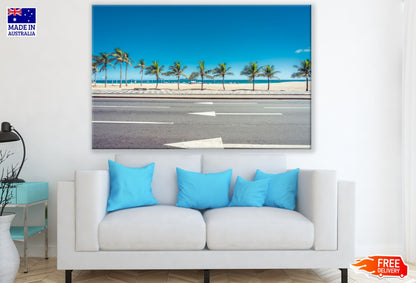 Palm Tree Row Near Sea Photograph Print 100% Australian Made