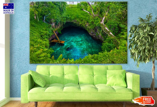 Natural Pool in Forest Aerial View Photograph Print 100% Australian Made
