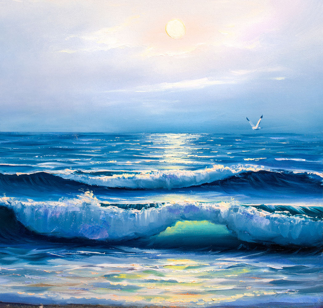 Square Canvas Stunning Sea & Birds Flying Oil Painting High Quality Print 100% Australian Made