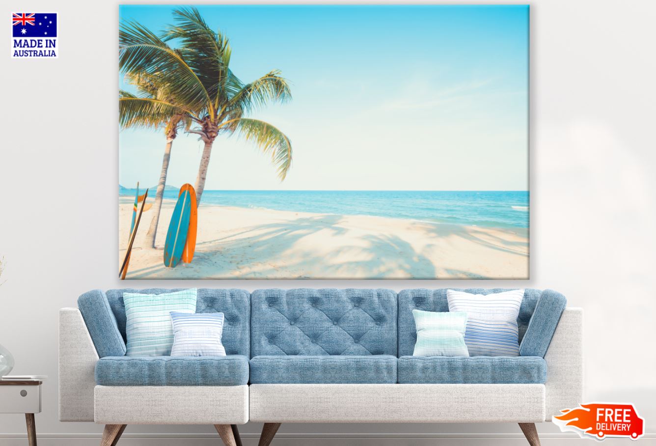 Surf Board Near Sea Photograph Print 100% Australian Made